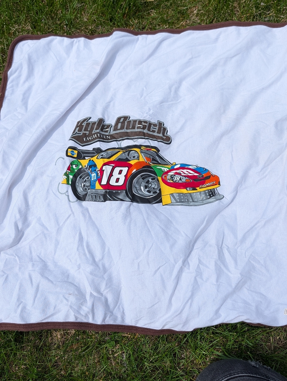 Vintage Y2K 2000s NASCAR Kyle Busch 18 Cotton Baby Newborn Blanket Car Racing
